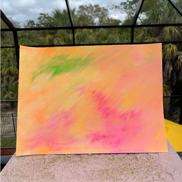Custom Acrylic Painting Yellow Green Orange Pink - Picture 6 of 6